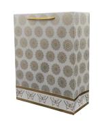 Tasche Paper Products Gold And White Mylar Round Printed Paper Gift Bags For Baby Shower Return Gift And Small Presents(Pack of 60)