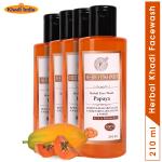 Herbal Khadi Papaya 100% Natural Herbal Face Wash Glowing Skin 840 ml (Pack of 4)