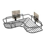 GEEO Self-Adhesive Metal Bathroom Corner Rack Storage Shelves, Bathroom Storage Rack Corner, Stainll oner elf-Adhesive Metal Storage, Bathroom Shelf/Shelves Corner - Black Self-Adhesive Stainless Steel Metal Bathroom Corner Rack Storage Shelves - Black