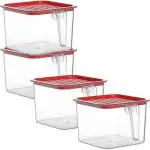 MIRANSHI ENTERPRISE Multipurpose 1100ml Fridge Storage Containers Set Plastic(pack of 4)with handle