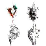 Temporary Tattoowala Lion Trible Black Designs Pack of 4 Temporary Tattoo Sticker For Men and Woman Temporary body Tattoo (2x4 Inch)