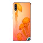 GADGETSWRAP Printed Vinyl Skin Sticker for Samsung Galaxy A70 - four orange jellyfish