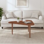 Wakeup India Sheesham Wood Coffee Table for Living Room | Tenzo Solid wood Rosewood Leaf Design Center Table for Drawing Room ( Light Honey Finish Colour, 3 Year Warranty )