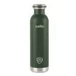 Cello Duro Tuff Steel Series Mac Flask | Hot and Cold Stainless Steel Water Bottle | Durable DTP Coating |Vacuum Insulated Bottle for Travel, Home, Office, School | 900 ml, Green