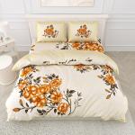 Dream Weavers 240 TC Cotton Bedsheet with 2 Pillow Covers, Floral Pattern, King Size Yellow, Orange