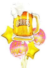 My Party Suppliers 5 in 1 Decorative Beer Mug Star Pink Cheers Lets Party Letter Theme Foil Balloon Mylar Set