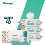 MAMAYA BABY WIPES/PACK OF 4 WITH LID/WITH ALOEVEERA
