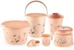 Uma 6 Bathroom Accessories Set Plastic Bath Set Bathroom Bucket Heavy Duty (Peach) 20 L Plastic Bucket