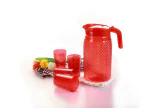 National Red Plastic Jug Set 2 L with 6 Glass