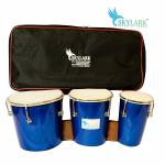 SKYLARK INTERNATIONAL Wooden Triple Bongo Drum Blue With Gig Bag
