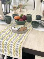 Teertha Hand Woven Cotton Jute Center Table Runner with Tassels for 6 Seater, Size - 13X72 Inches