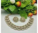 Gyaan Jewels Handmade Gold Plated Glass Earring and Necklace Set Gold (Women, Girls) Free Size