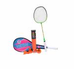 MEGAPLAY NEON (Badminton Racket + Plastic shuttlecock 10 pcs ORANGE) SET-COLOR MAY VARY