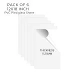 unixaa 12X18 Inch 0.25MM Thickness PETG/PVC Clear Transparent Acrylic Sheet With Double sided Protective Film For Picture Frame, Crafting Projects And More Uses (Pack Of 6 Sheet)