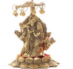 Fashion Bizz Gold Metal Lord Radha Krishna Standing On Lotus showpiece
