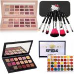 URBEN QUEEN-Nude Edition & Rose Gold Edition & Reversal eyeshadow palette & Set of 7 makeup Tin brushes ( 4 items )