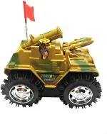 Sanjary Multicolor Plastic Tumbling Tank Toy Car Rolling Battery Operated With Flashing Top Light - 3 Plus Years