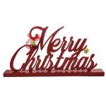 Treasure Hunt Red Engineered Wood Merry Christmas Table Top with Golden Bells for New Year Decoration (43.5 x 5.5 x 22 cm)