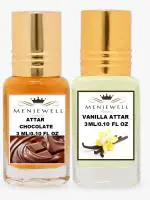 Menjewell Pack of 2PC Attar Chocolate ,Vanilla 3ml Floral Attar (Chocolate)