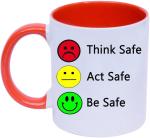 Shieldsmore Ceramic 3 Different Emoji Face Printed Desk Organiser Pen Stand Cup for Office | Orange and White Ceramic Coffee Mug (325 ml)