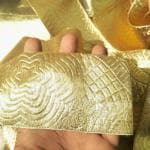 LACESNMORE Golden Embossed Flower Ribbon gota Lace Borders Material for Dresses Clothes Apparels Saree Blouses Making Purpose Gold Color self gota Patti (9meter)