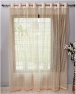 Saanvi Creations Cream Self Design Net Semi Transparent Door Curtain, 122 x 213 cm (Pack Of 2)