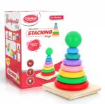 Aditi Toys Wooden Stacking Ring Toy for Kids, Rainbow Color Ring Sorting and Stacker Game for Kids Above 12 Months