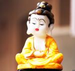 Beckon Venture Yellow Handcrafted Polyresin Laughing Buddha Statue 19 cm