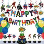 Festiko Superhero Happybirthday Party Decoration Combo (38 Pcs), Avengers Party Favors For Kids Birthday Decoration