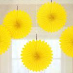 My Party Suppliers Yellow Tissue Paper Fan Decoration, 35 cm (pack of 3)