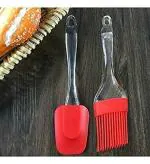 VISH CREATION Silicone Spatulas,Heat Resistant Non-Stick Flexible Rubber Scrapers Bakeware Tool Essential Cooking Gadget Spatula Big 27cm+Silicone Basting Brush 21cm (Pack of 2)