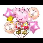 Sv Traders Peppa Pig Birthday Darty Decoration/Peppa Pig Theme Decoration/Cartoon Character Theme/Set Of 5 Foil Balloons