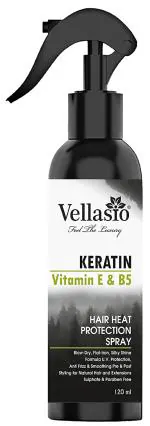 Vellasio Natural Hair Heat Protection Spray for Hair Straightener with Moroccan Argan Oil and Grape Seed Oil No Sulphate No Paraben Hair Spray for Straightening for Men and Women (120 ml)