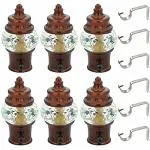 MADHULI Copper Diamond Curtain Bracket Curtain Finial/ Knobs and Support 9 x 5 cm (Pack of 6)
