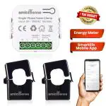 amiciSense WIFI Bi-Directional Energy Meter with 2 * 200A CT | Real-Time Power Monitoring via SmartLife Mobile App | Single Phase 240VAC