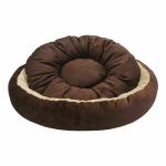 Hiputee Brown Cream Reversible Super Soft Velvet Round Cat Dog Pet Bed Dia 61 Cm (S)