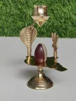 SHIVAM VASTU KALA SHIVLING ART Small Narmadeshwar Shivling with Brass Yoni Base Stand, Narmada Lingam with Brass Jaladhari,