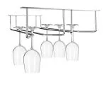 Plantex Hanging Silver Stainless Steel Wine Glass Rack (43.1 x 24.8 x 8.4 cm)