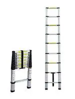 Lukia 9-Steps (8.5 ft) Aluminium Safety Lock Folding Telescopic Ladder (2.6 m Extended and 74.3 cm Closed, Silver Color)