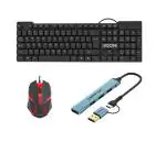 iVoomi Quest Plus Wired Keyboard + Robot wired Optical Mouse + Nexus 401 Type C /USB 4 Port Hub