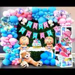SV Traders Baby Shower Decoration Combo Of 72 Pcs-Baby Shower Balloons,Godh Bharai Decoration,Pastel Pinkk Bluee Baby Shower Theme,Props For Maternity Photo Shoot Items,Mom To Be Props,Baby Shower Props