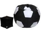 Cloud Techno Leatherette Football Shape Bean Bag Cover Without Beans (Black-White, XL)
