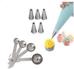 Urban Buy Multicolor Steel Nozzle And Measuring Spoon Set Kitchen Tool Set 7 pc