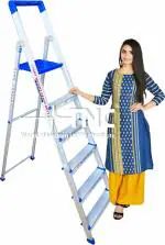 TNC 6 STEP (5+1 ) SILVER AND BLUE PLASTIC PART Foldable Durable Ladder with Platform L04081