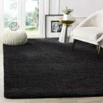 Shag Weaving Carpet Black Polyester Runner (60 cm X 180 cm Rectangle)Black