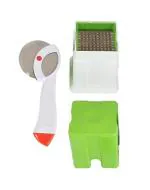 First Front Stainless Steel Apex Pizza Cutter With Steel and Plastic Potato Chipser French Fries Chips Maker Machine Snacks Finger, Potato Finger Chips Cutter and , Multicolour, Pack of 2