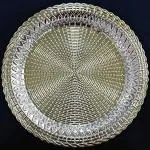 MADHULI Multipurpose Traditional Design Silver Round Plastic Serving Tray 46 x 46 x 5cm (Pack of 2)