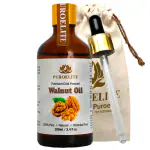 PUROELITE Premium Cold Pressed Walnut Oil (Akhrot ka tel) 100% Pure & Natural for Tyroid Massage, Face, Hair, Glowing Skin, Glass bottle with dropper, 100 ml