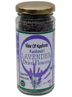 Vale Of Kashmir Sun Dried Lavender Dry Flowers Kashmiri 30 Grams in Glass Bottle , Tea Stress Relief Fresh 100% Pure Natural