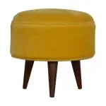 ARTISAN FURNITURE Mustard Velvet Nordic Style Footstool 45x45x45 cm.